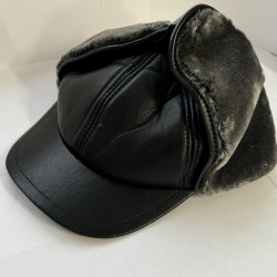 Eco leather cap, warm (7163)