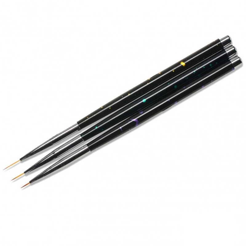 A set of thin brushes for painting with metal handles 3pcs ...